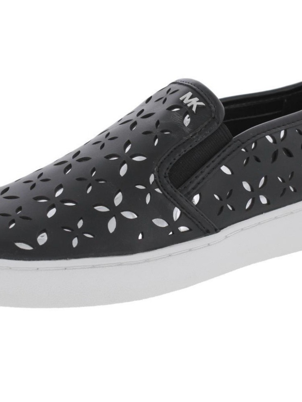 MICHAEL Michael Kors Black Perforated Slip-On loafers with White Sole